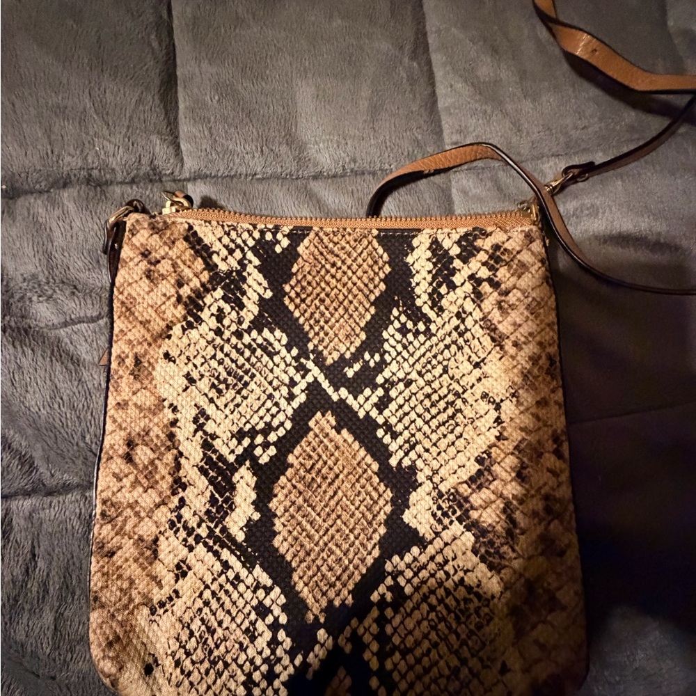 Coach Snake-Print Crossbody with Tan Trim - Picture 4 of 6